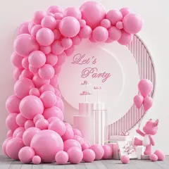 102PCS Red Latex Balloon Arch Kit Pink