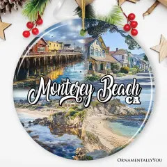 Monterey Beach Artistic Christmas Ornament, California Coastal Marine Life Decoration
