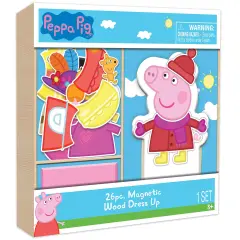 Peppa Pig: Magnetic Dress Up - 26pc Wooden Playset, 23 Magnets, Mix & Match Outfits & Accessories, Bilingual, Storage Tray, Kids-Toddlers Ages 3+