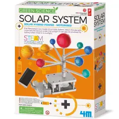 4M: Green Science: Solar System - DIY Motorized Rotating Planetarium Model, Solar & Battery Hybrid Power, STEM Building & Activity Set, Kids Ages 5+