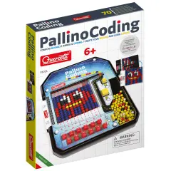 Quercetti: Pallino Coding - Create-Your-Own Mosaic w/ Colored Balls, STEM Game Activity Toy, Design Cards, Learn Programming Basics-Patterns, Kids 6+