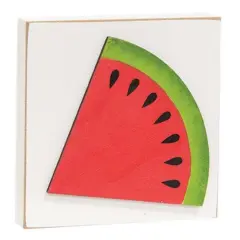 Wood Freestanding Watermelon Block with Distressed White Finish