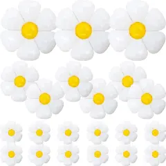 21Pcs Daisy Balloons White Flower Daisy Foil Mylar Balloons Daisy Party Decorations for Birthday Wedding Baby Shower Party Supplies(Huge Balloon X 3, Medium X 6, Small X 12）
