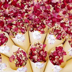 20+ Cups Mix Real Rose Petals Biodegradable Wedding Confetti, 2 QT of Pink Red Flower Jasmine for Ctaft Proposal Party Decor Flower Girls, Bath salt Candle Soap Making