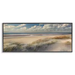 Stupell Industries Rolling Clouds Beach Scenery Framed Giclee Design by Mike Calascibetta