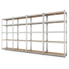 Costway 4 PCS 5 Tier Adjustable Garage Shelving Unit with 2000 lbs Max Load for Warehouse Black/Grey/Blue/Silver