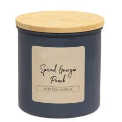 Spiced Georgia Peach 14oz Jar Candle with Wood Lid Juicy Peach Scent, Lead-Free Wicks, Slow Burn,