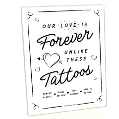 Big Dot of Happiness Our Love is Forever Unlike These Tattoos Sign - Printed on Sturdy Plastic Material - 10.5 x 13.75 in - Sign with Stand - 1 Piece