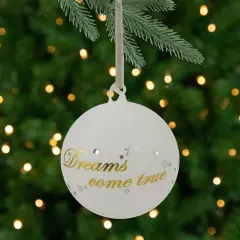 Northlight Reindeer "Dreams Come True" Glass Christmas Ornament Ball - 4.5" - Gold and White
