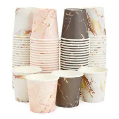 100 Pack 4 Oz Mini Disposable Paper Cups - Marble Disposable Party Cup for Espresso, Mouthwash, Tea, Coffee, Versatile Espresso Cups Multicolor
