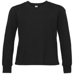 Bella + Canvas&reg; Youth Heather CVC Crewneck Long Sleeve T-Shirt BLACK HEATHER