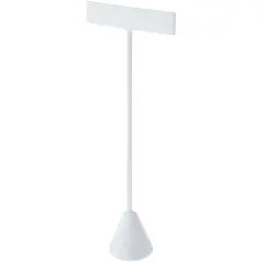 Plymor White Faux Leather "T" Style, Single Pair Earring Display Stand, 2.5625" W x 1.25" D x 6.75" H