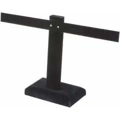 Plymor Black Velvet T-Bar Earring Display Stand Four Pair Earring Display Stand, 10.25" W x 6" H