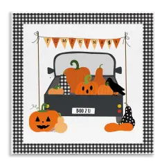 Stupell Industries Pumpkin Truck with Gingham Border Wall Plaque Design by Sazerelli Designs