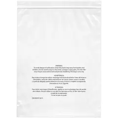 Plymor Zipper Reclosable Plastic Bags With Printed Suffocation Warning, 2 Mil
