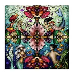 Stupell Industries Detailed Stain Glass Style Mermaids Canvas Design by Mandie Manzano