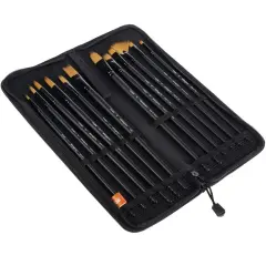 KINGART&reg; Oil & Acrylic Long Handle Brush Set, Synthetic Blend, 12 PC & Case