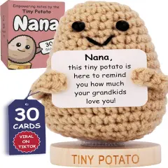Nana Gift for Mothers Day &ndash; Crochet Positive Potato with 30 Signs for Grandma, Thoughtful Mother's Day Gifts for Nana, Birthday Gift from Grandkids, Granddaughter, Grandson - Best Nana Ever Gifts Idea