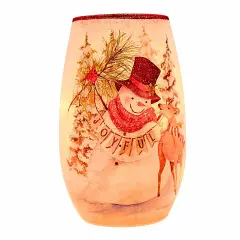 Stony Creek 5.25 In Joyful Winter Pre-Lit Sm Vase Christmas Lighted Glass Accent , Christmas Decor Christmas Snowman Electric DEER