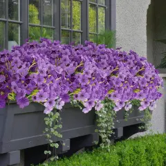 16 Bundles Purple Spring Flowers Artificial Outdoor UV Resistant Fake Flowers Spring Outdoor Porch Decor Outside Artificial Plants for Window Box