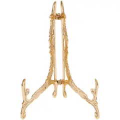 Bard's Ornate Hinged Brass Plate Stand, 7.5" H x 5" W x 5.5" D (For 5" - 10" Plates)