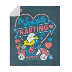 Smurfs Silk Touch Sherpa Throw Blanket Smurfette Karting