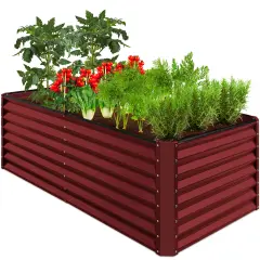 Best Choice Products 6x3x2ft Outdoor Metal Raised Garden Bed, Planter Box for Vegetables, Flowers, Herbs Royal Red