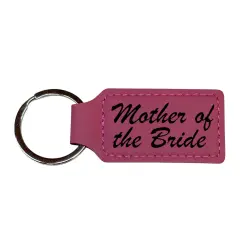 Keychain - Rectangle - Mother of the Bride - Leather Pink/Black