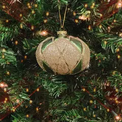 Emerald Twist Glass Ball Christmas Ornament