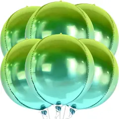 Big Gradient Green Mylar Balloons - 22 Inch, Pack of 6 | 4D Green Foil Balloons | St Patricks Day Balloons