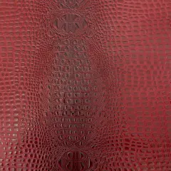 1 Yard 3D Embossed Gator Vinyl Fabric Faux Alligator Upholstery Craft Material Durable 56" Width Ruby Red
