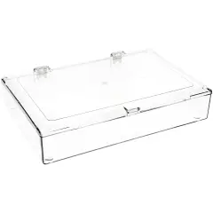 Pioneer Plastics 600C Clear Rectangular Plastic Hinged Container, 9.5" W x 6.25" D x 1.5625" H
