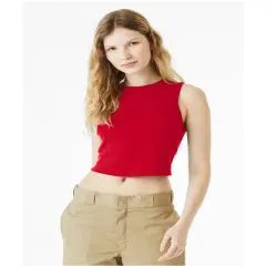 Bella + Canvas&reg; Ladies Micro Rib Muscle Crop Tank SOLID RED BLEND