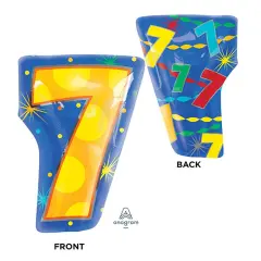 Number 7 Confetti Dots 20 Inch Foil Mylar Balloon