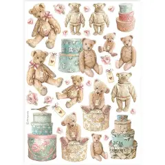 Stamperia Rice Paper Sheet A4-Teddy Bears