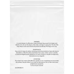Plymor Zipper Reclosable Plastic Bags With Printed Suffocation Warning, 2 Mil, 10" x 13"