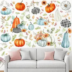 82 Pcs Fall Window Wall Sticker Thanksgiving Autumn Harvest Watercolor