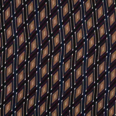 1 Yard Brown, Red & Blue Geometric Crinkled Silk Chiffon Overlay Fabric 51 Inch Width