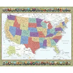 Multi QT US MAP Where Are You From Cotton 44"/45" Fabric Per Yard