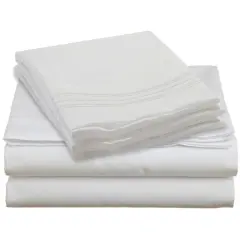 4-Piece King Sheet Set Microfiber Bedding with Elastic Deep Pocket Fitted Sheet and Fade Resistant White