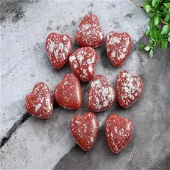 *10* 14mm Silver Splattered Red Opal Heart Beads