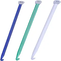 Crochet Hook 9mm 10mm 11mm Long Crochet Hooks Set 3pcs Extra Long Crochet Hook 13.8 Metal Afghan Crochet Needles for Crocheting