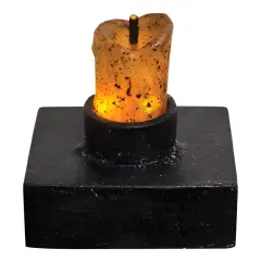 Black Flame less Mini Resin Candle Holder with Built-in Timer Light for Indoor Decor