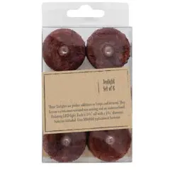 Set of 6 Burnt Burgundy LED Tealights with Flickering Flame Effect