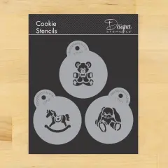 Baby Toys Round Cookie Stencil Sets | C796 by Designer Stencils | Cookie Stencils for Royal Icing, Airbrush, Dusting Powder |