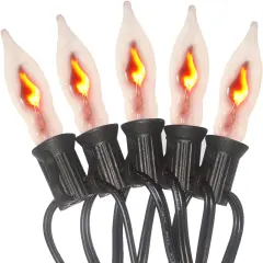 10FT - 10 Vintage Halloween Flickering Flame Lights
