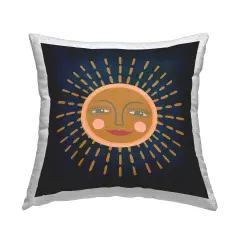 Boho Smile Sun Outdoor Printed Pillow Design by Carrie Cantwell, 18 x 7 x 18