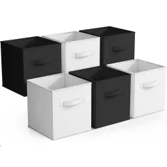 Sorbus Fabric Collapsible Cube Storage Bins Set (6 Pack) Black and white