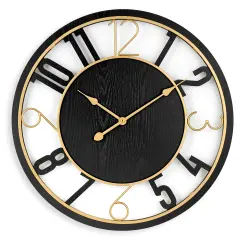 Sorbus Wooden Modern Wall Clock - Large 24-Inch Wall Clock - Battery Operated Analogfor Living Room and Kitchen D&eacute;cor Black