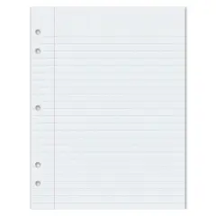 Composition Paper, White, 5-Hole Punched, Red Margin, 3/8" Ruled, 8" x 10-1/2", 500 Sheets